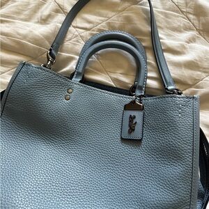Coach Rogue Cornflower Blue Pebble Leather Handbag